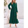 imagePRETTYGARDEN Womens Fall Spring Elegant Long Sleeve Maxi Dress Swiss Dot A Line Flowy Casual Holiday Party Going Out DressesDark Green