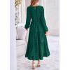 imagePRETTYGARDEN Womens Fall Spring Elegant Long Sleeve Maxi Dress Swiss Dot A Line Flowy Casual Holiday Party Going Out DressesDark Green