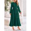 imagePRETTYGARDEN Womens Fall Spring Elegant Long Sleeve Maxi Dress Swiss Dot A Line Flowy Casual Holiday Party Going Out DressesDark Green