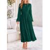 imagePRETTYGARDEN Womens Fall Spring Elegant Long Sleeve Maxi Dress Swiss Dot A Line Flowy Casual Holiday Party Going Out DressesDark Green