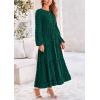 imagePRETTYGARDEN Womens Fall Spring Elegant Long Sleeve Maxi Dress Swiss Dot A Line Flowy Casual Holiday Party Going Out DressesDark Green