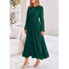 imagePRETTYGARDEN Womens Fall Spring Elegant Long Sleeve Maxi Dress Swiss Dot A Line Flowy Casual Holiday Party Going Out DressesDark Green