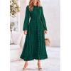 imagePRETTYGARDEN Womens Fall Spring Elegant Long Sleeve Maxi Dress Swiss Dot A Line Flowy Casual Holiday Party Going Out DressesDark Green