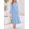 imagePRETTYGARDEN Womens Fall Spring Elegant Long Sleeve Maxi Dress Swiss Dot A Line Flowy Casual Holiday Party Going Out DressesLight Blue