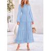 imagePRETTYGARDEN Womens Fall Spring Elegant Long Sleeve Maxi Dress Swiss Dot A Line Flowy Casual Holiday Party Going Out DressesLight Blue