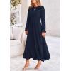 imagePRETTYGARDEN Womens Fall Spring Elegant Long Sleeve Maxi Dress Swiss Dot A Line Flowy Casual Holiday Party Going Out DressesNavy