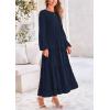 imagePRETTYGARDEN Womens Fall Spring Elegant Long Sleeve Maxi Dress Swiss Dot A Line Flowy Casual Holiday Party Going Out DressesNavy