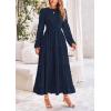 imagePRETTYGARDEN Womens Fall Spring Elegant Long Sleeve Maxi Dress Swiss Dot A Line Flowy Casual Holiday Party Going Out DressesNavy