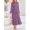 imagePRETTYGARDEN Womens Fall Spring Elegant Long Sleeve Maxi Dress Swiss Dot A Line Flowy Casual Holiday Party Going Out DressesPurple