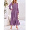 imagePRETTYGARDEN Womens Fall Spring Elegant Long Sleeve Maxi Dress Swiss Dot A Line Flowy Casual Holiday Party Going Out DressesPurple