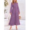 imagePRETTYGARDEN Womens Fall Spring Elegant Long Sleeve Maxi Dress Swiss Dot A Line Flowy Casual Holiday Party Going Out DressesPurple