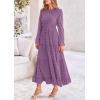 imagePRETTYGARDEN Womens Fall Spring Elegant Long Sleeve Maxi Dress Swiss Dot A Line Flowy Casual Holiday Party Going Out DressesPurple