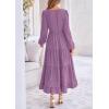 imagePRETTYGARDEN Womens Fall Spring Elegant Long Sleeve Maxi Dress Swiss Dot A Line Flowy Casual Holiday Party Going Out DressesPurple