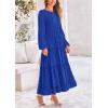 imagePRETTYGARDEN Womens Fall Spring Elegant Long Sleeve Maxi Dress Swiss Dot A Line Flowy Casual Holiday Party Going Out DressesRoyal Blue