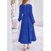 imagePRETTYGARDEN Womens Fall Spring Elegant Long Sleeve Maxi Dress Swiss Dot A Line Flowy Casual Holiday Party Going Out DressesRoyal Blue