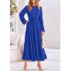 imagePRETTYGARDEN Womens Fall Spring Elegant Long Sleeve Maxi Dress Swiss Dot A Line Flowy Casual Holiday Party Going Out DressesRoyal Blue