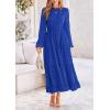 imagePRETTYGARDEN Womens Fall Spring Elegant Long Sleeve Maxi Dress Swiss Dot A Line Flowy Casual Holiday Party Going Out DressesRoyal Blue