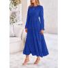 imagePRETTYGARDEN Womens Fall Spring Elegant Long Sleeve Maxi Dress Swiss Dot A Line Flowy Casual Holiday Party Going Out DressesRoyal Blue