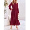 imagePRETTYGARDEN Womens Fall Spring Elegant Long Sleeve Maxi Dress Swiss Dot A Line Flowy Casual Holiday Party Going Out DressesWine Red