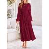 imagePRETTYGARDEN Womens Fall Spring Elegant Long Sleeve Maxi Dress Swiss Dot A Line Flowy Casual Holiday Party Going Out DressesWine Red