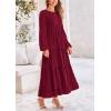 imagePRETTYGARDEN Womens Fall Spring Elegant Long Sleeve Maxi Dress Swiss Dot A Line Flowy Casual Holiday Party Going Out DressesWine Red