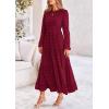 imagePRETTYGARDEN Womens Fall Spring Elegant Long Sleeve Maxi Dress Swiss Dot A Line Flowy Casual Holiday Party Going Out DressesWine Red