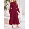 imagePRETTYGARDEN Womens Fall Spring Elegant Long Sleeve Maxi Dress Swiss Dot A Line Flowy Casual Holiday Party Going Out DressesWine Red