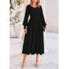 imagePRETTYGARDEN Womens Smocked Maxi Dress Spring Casual Long Sleeve Swiss Dot Ruffle Long Flowy Going Out Dresses with PocketsBlack