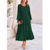 imagePRETTYGARDEN Womens Smocked Maxi Dress Spring Casual Long Sleeve Swiss Dot Ruffle Long Flowy Going Out Dresses with PocketsDark Green