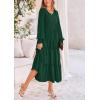 imagePRETTYGARDEN Womens Smocked Maxi Dress Spring Casual Long Sleeve Swiss Dot Ruffle Long Flowy Going Out Dresses with PocketsDark Green