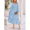 imagePRETTYGARDEN Womens Smocked Maxi Dress Spring Casual Long Sleeve Swiss Dot Ruffle Long Flowy Going Out Dresses with PocketsLight Blue