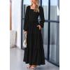 imagePRETTYGARDEN Womens Smocked Spring Maxi Dress Casual Fall Long Sleeve Square Neck Tiered A Line Flowy Dresses with PocketsBlack