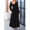 imagePRETTYGARDEN Womens Smocked Spring Maxi Dress Casual Fall Long Sleeve Square Neck Tiered A Line Flowy Dresses with PocketsBlack