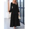 imagePRETTYGARDEN Womens Smocked Spring Maxi Dress Casual Fall Long Sleeve Square Neck Tiered A Line Flowy Dresses with PocketsBlack