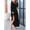 imagePRETTYGARDEN Womens Smocked Spring Maxi Dress Casual Fall Long Sleeve Square Neck Tiered A Line Flowy Dresses with PocketsBlack