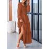 imagePRETTYGARDEN Womens Smocked Spring Maxi Dress Casual Fall Long Sleeve Square Neck Tiered A Line Flowy Dresses with PocketsBrown