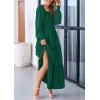 imagePRETTYGARDEN Womens Smocked Spring Maxi Dress Casual Fall Long Sleeve Square Neck Tiered A Line Flowy Dresses with PocketsDark Green