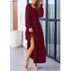 imagePRETTYGARDEN Womens Smocked Spring Maxi Dress Casual Fall Long Sleeve Square Neck Tiered A Line Flowy Dresses with PocketsDark Wine Red