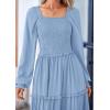 imagePRETTYGARDEN Womens Smocked Spring Maxi Dress Casual Fall Long Sleeve Square Neck Tiered A Line Flowy Dresses with PocketsLight Blue