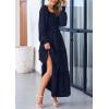 imagePRETTYGARDEN Womens Smocked Spring Maxi Dress Casual Fall Long Sleeve Square Neck Tiered A Line Flowy Dresses with PocketsNavy