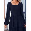 imagePRETTYGARDEN Womens Smocked Spring Maxi Dress Casual Fall Long Sleeve Square Neck Tiered A Line Flowy Dresses with PocketsNavy