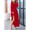 imagePRETTYGARDEN Womens Smocked Spring Maxi Dress Casual Fall Long Sleeve Square Neck Tiered A Line Flowy Dresses with PocketsRed