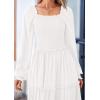 imagePRETTYGARDEN Womens Smocked Spring Maxi Dress Casual Fall Long Sleeve Square Neck Tiered A Line Flowy Dresses with PocketsWhite