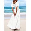 imagePRETTYGARDEN Womens Summer Puff Short Sleeve Maxi Dress Square Neck Smocked Tiered Ruffle A Line Long Flowy Beach DressesWhite