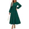 imagePRETTYGARDEN Womens Fall Spring Elegant Long Sleeve Maxi Dress Swiss Dot A Line Flowy Casual Holiday Party Going Out DressesDark Green