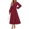 imagePRETTYGARDEN Womens Fall Spring Elegant Long Sleeve Maxi Dress Swiss Dot A Line Flowy Casual Holiday Party Going Out DressesWine Red