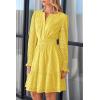 imagePRETTYGARDEN Womens 2025 Long Sleeve Mini Dress Eyelet V Neck A Line Casual Elegant Holiday Wedding Guest Party DressesYellow