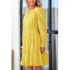 imagePRETTYGARDEN Womens 2025 Long Sleeve Mini Dress Eyelet V Neck A Line Casual Elegant Holiday Wedding Guest Party DressesYellow