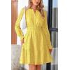 imagePRETTYGARDEN Womens 2025 Long Sleeve Mini Dress Eyelet V Neck A Line Casual Elegant Holiday Wedding Guest Party DressesYellow