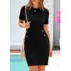 imagePRETTYGARDEN Womens Spring Dresses 2025 Summer Work Business Casual Bodycon Short Sleeve Sweater Cocktail Sheath DressBlack